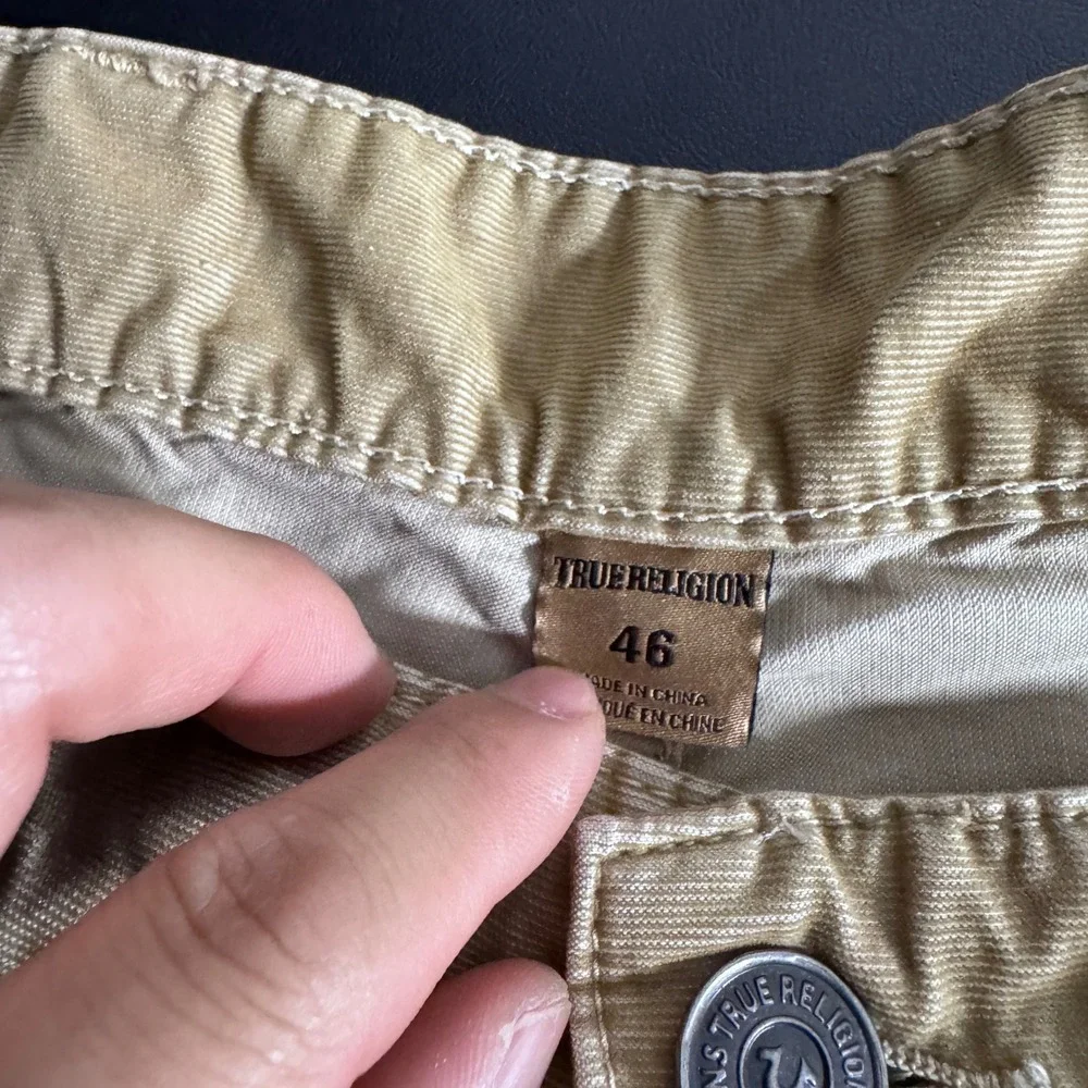 True Religion Corduroy Pants Mens 46 Tan Solid Straight Leg Casual 1813